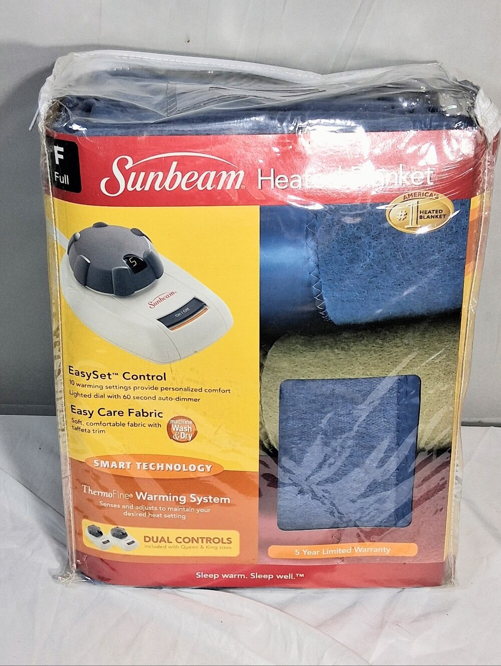 Sunbeam Full Size Heated EasySet Control/ThermoFine System 10 Settings Blanket